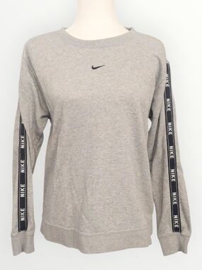 Nike Women's Gray Sweatshirt with Black Logo Tape Size Small